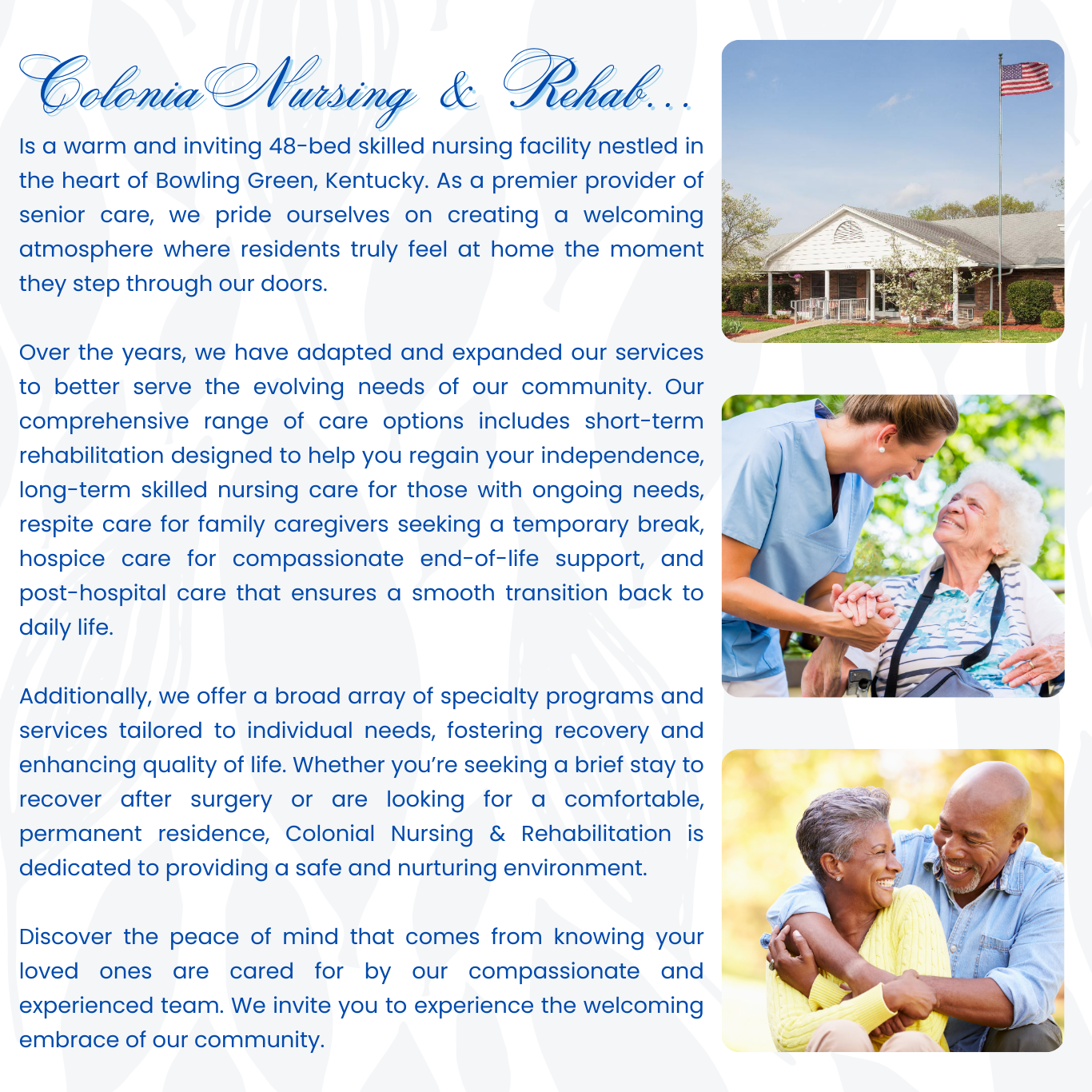 Colonial Welcome Page